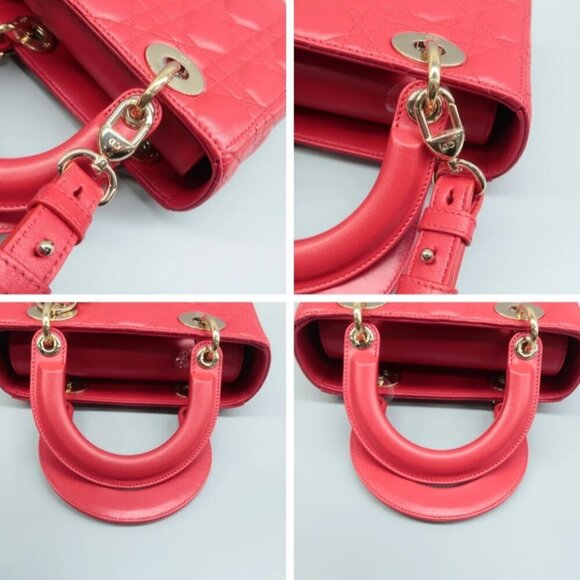 100% Authentic DIOR Lady Red leather Satchel Bag - Picture 7 of 12